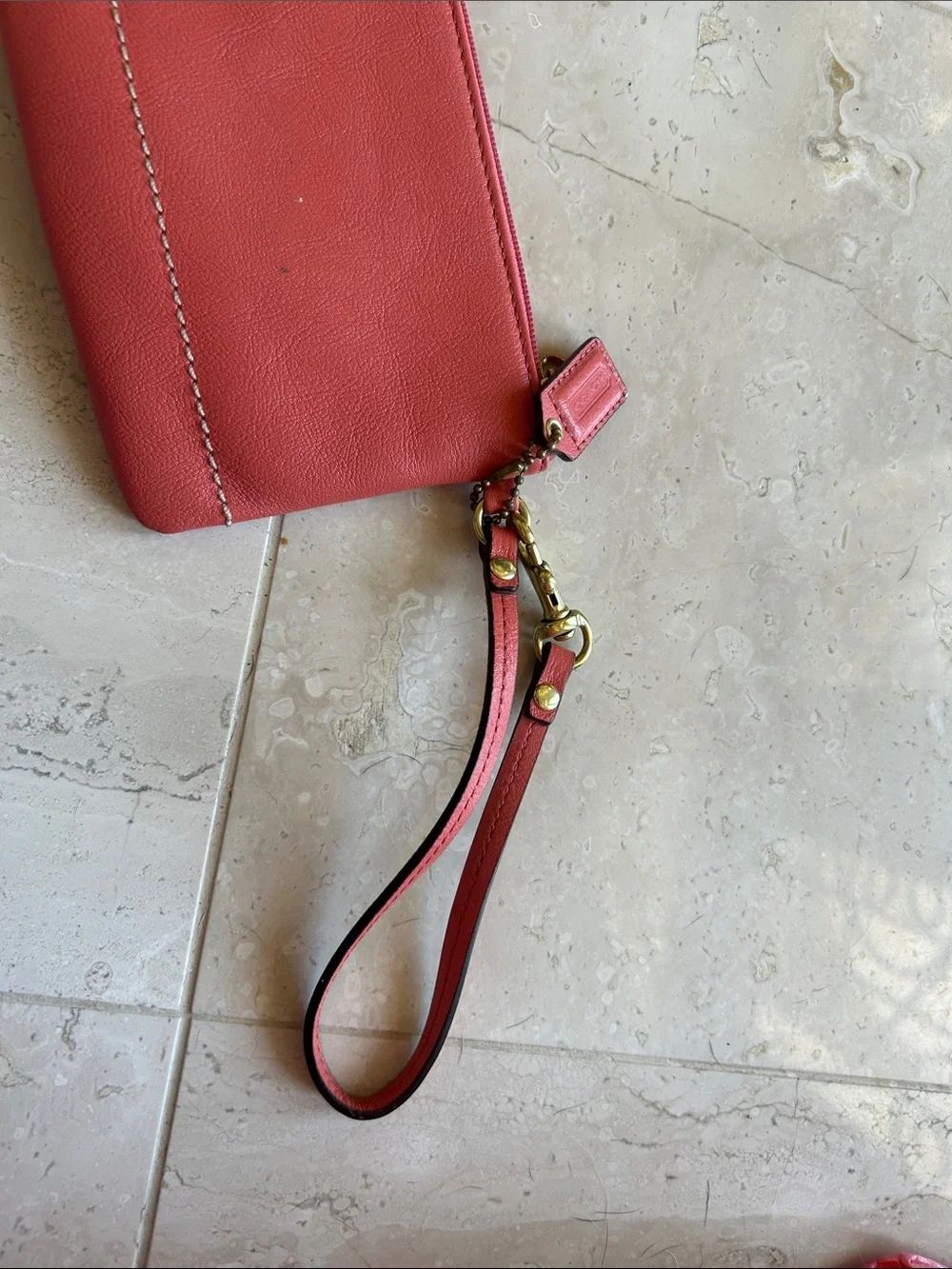 Coach Red Leather Wristlet Clutch - Women's Compact Wallet